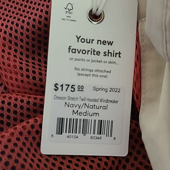 Marine layer Dawson Stretch Twill Hooded Windbreaker in Navy/Natural - Picture 6 of 7